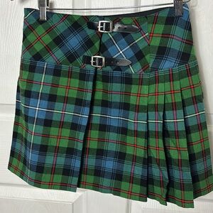 Mini plaid Scottish tartan wool blend kilt skirt size 28 private school girl